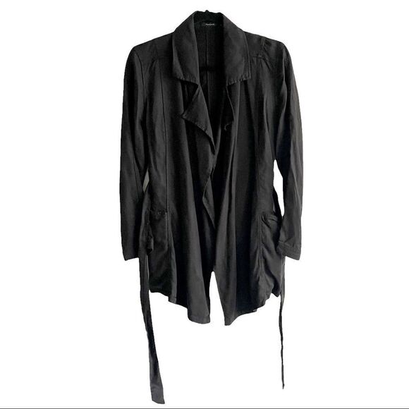 Tahari Lightweight Draped Asymmetrical Blazer Jacket Black S - Picture 6 of 9